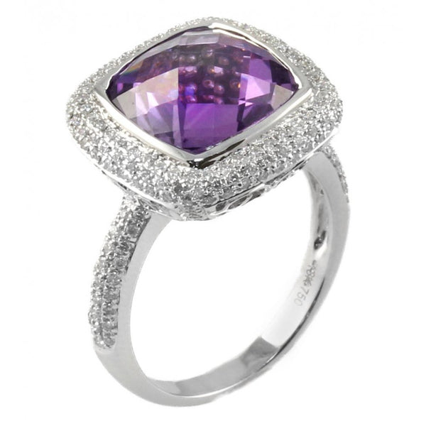 18ct white gold 4.86ct amethyst & 0.60ct diamond cluster ring