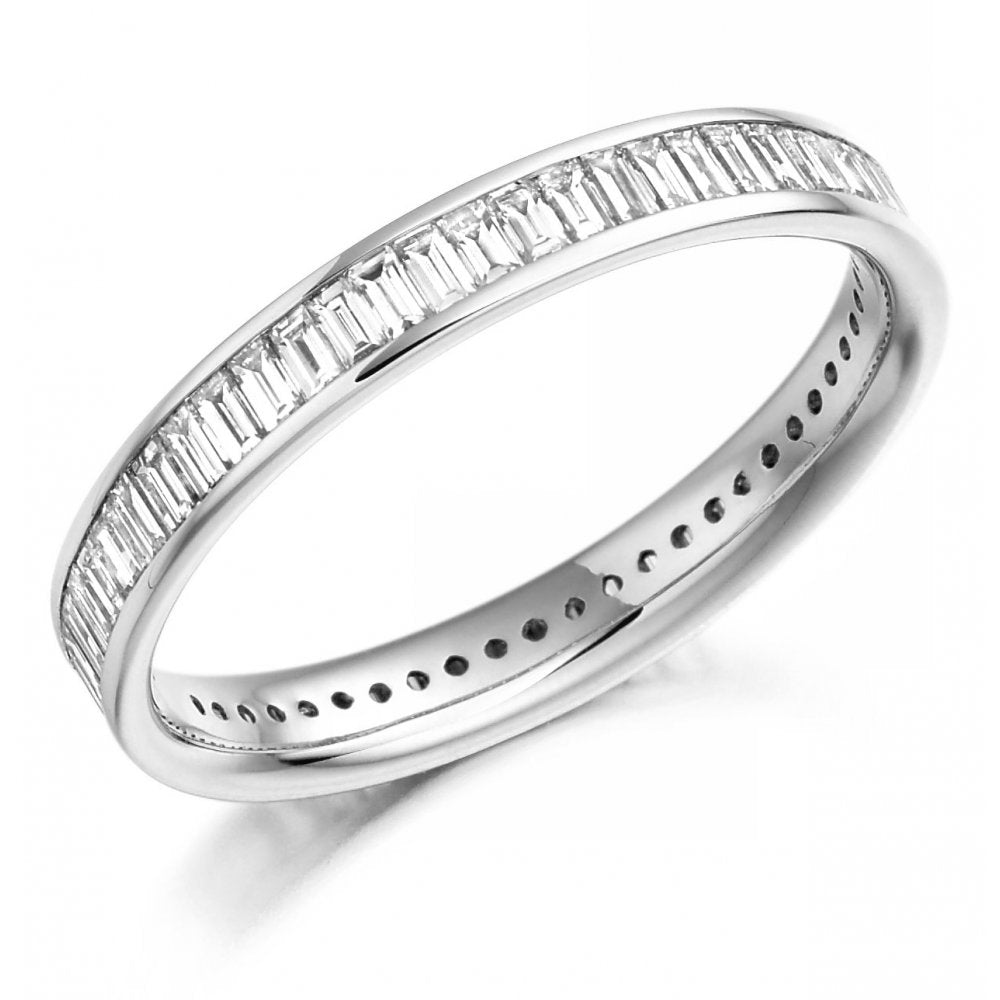 Platinum 1.05ct baguette cut diamond full eternity ring