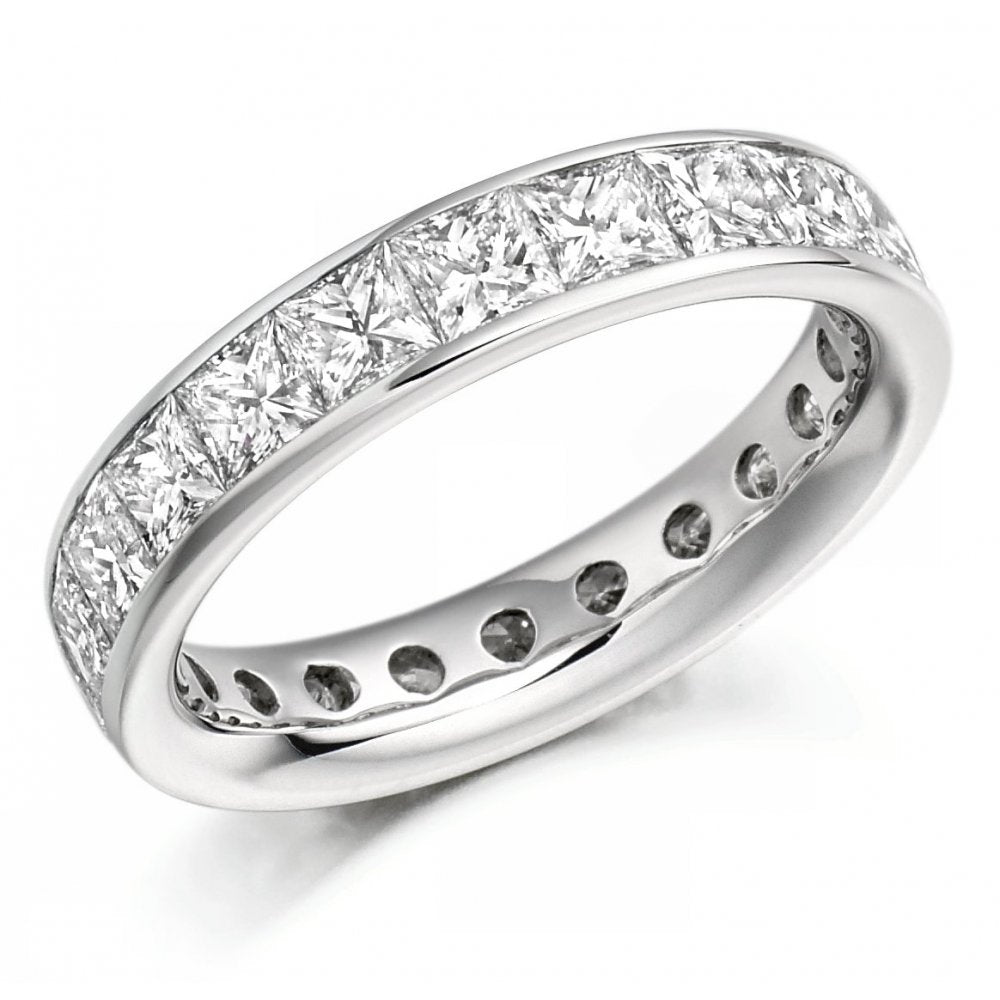 Platinum 3.30ct princess cut diamond full eternity ring