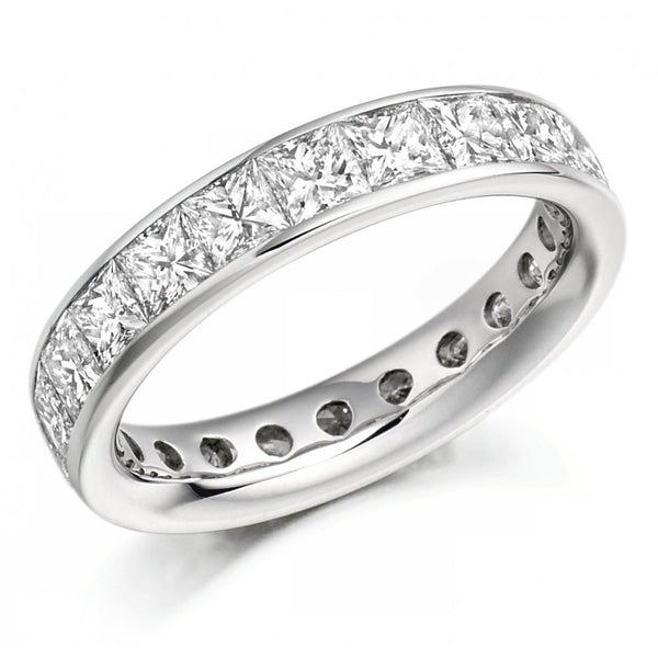 Platinum 3.30ct princess cut diamond full eternity ring