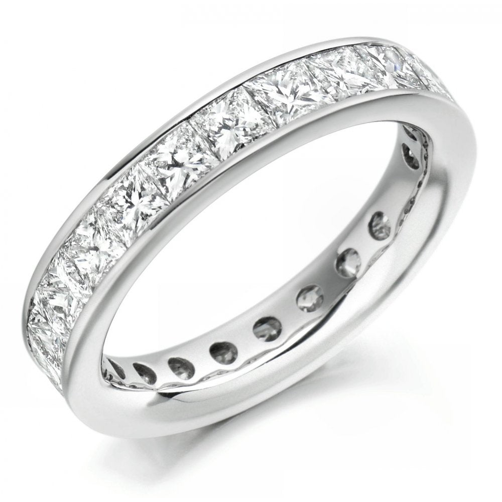 Platinum 4.00ct princess cut diamond full eternity ring