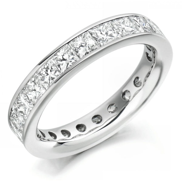 Platinum 4.00ct princess cut diamond full eternity ring