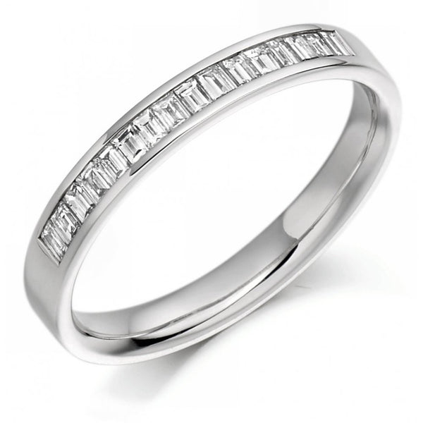 Platinum 0.33ct baguette cut diamond half eternity ring
