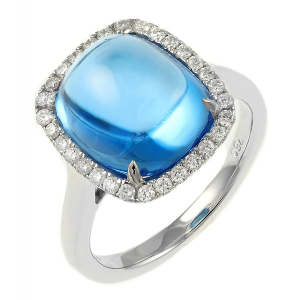 18ct white gold 8.72ct blue topaz & 0.30ct diamond ring