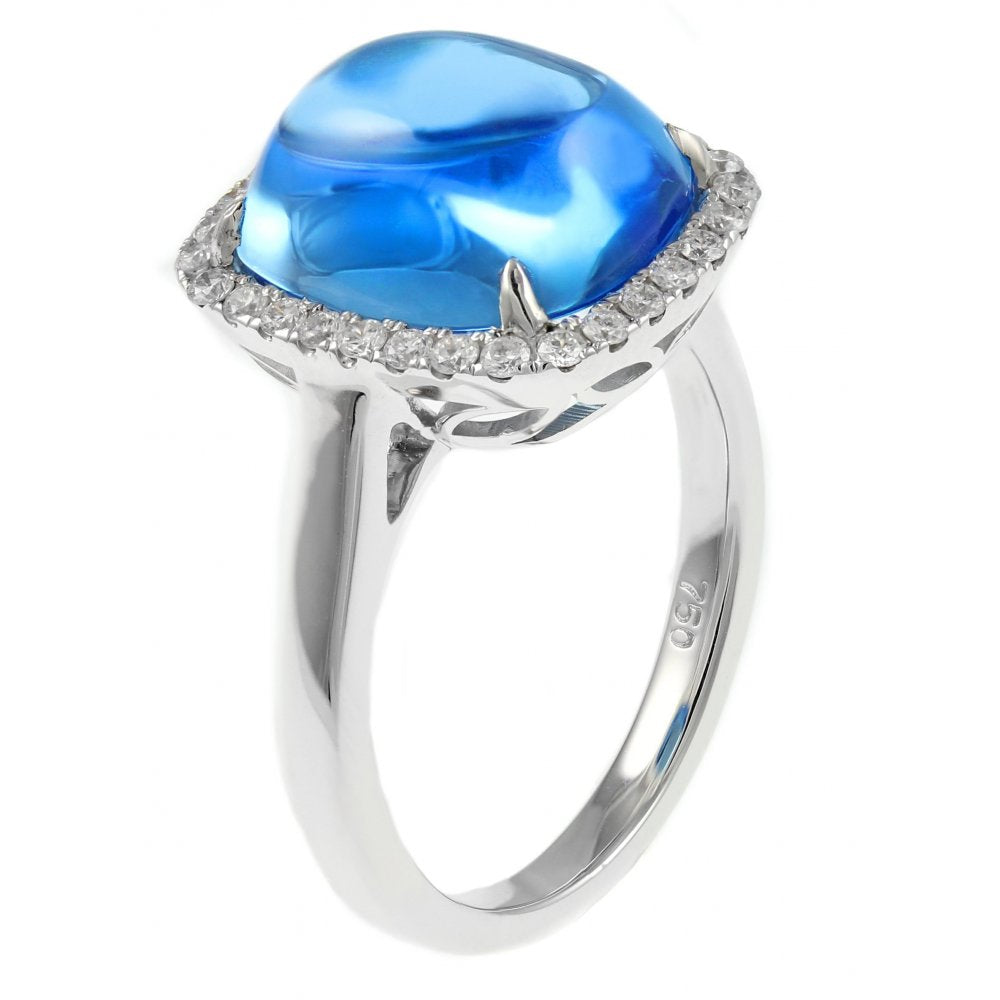 18ct white gold 8.72ct blue topaz & 0.30ct diamond ring