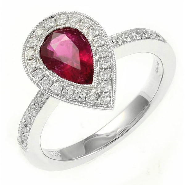 18ct white gold 0.92ct rubellite & 0.33ct diamond cluster ring