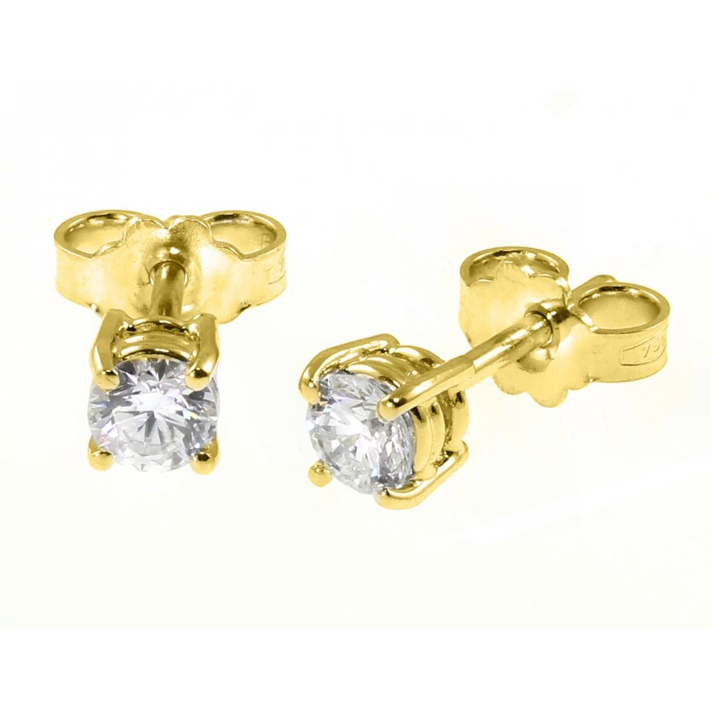 18ct yellow gold 0.82ct round brilliant diamond stud earrings
