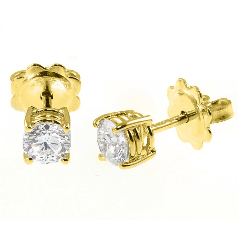 18ct yellow gold 1.00ct round brilliant diamond stud earrings
