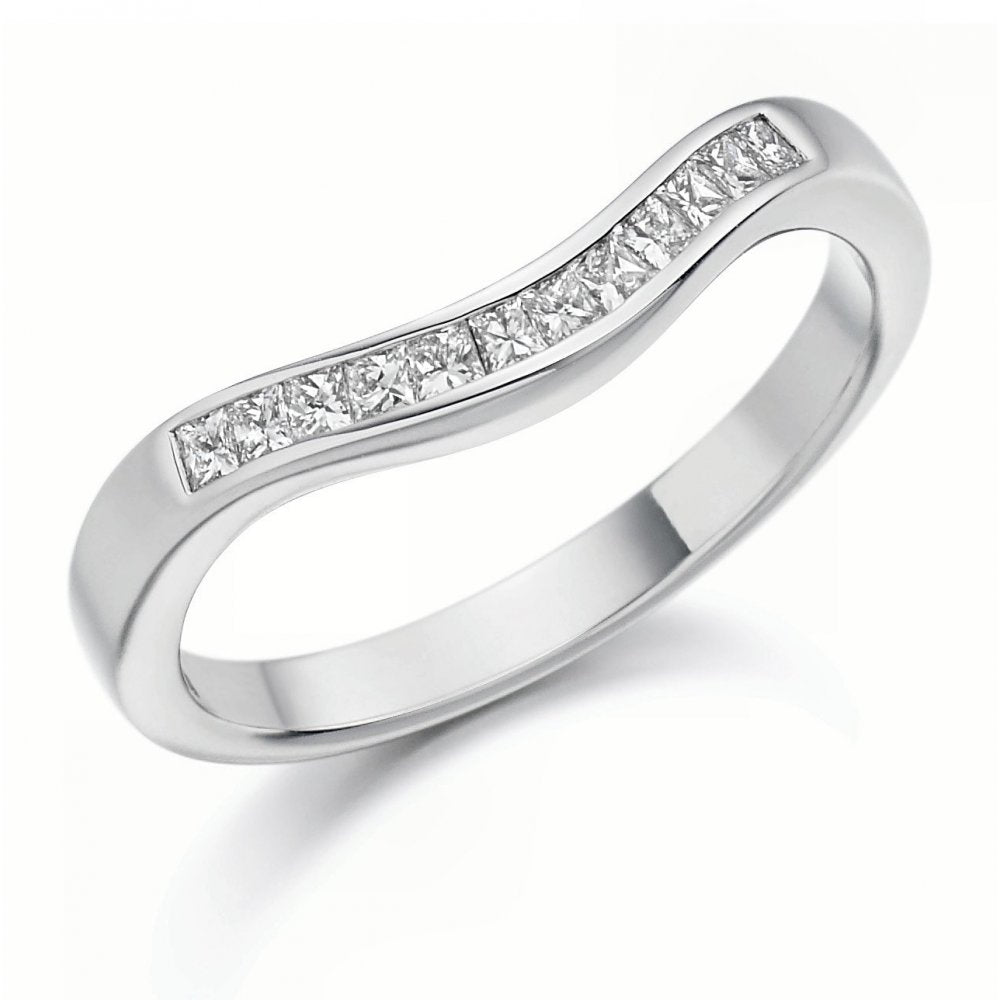 Platinum 0.25ct princess diamond shape-to-fit half eternity ring