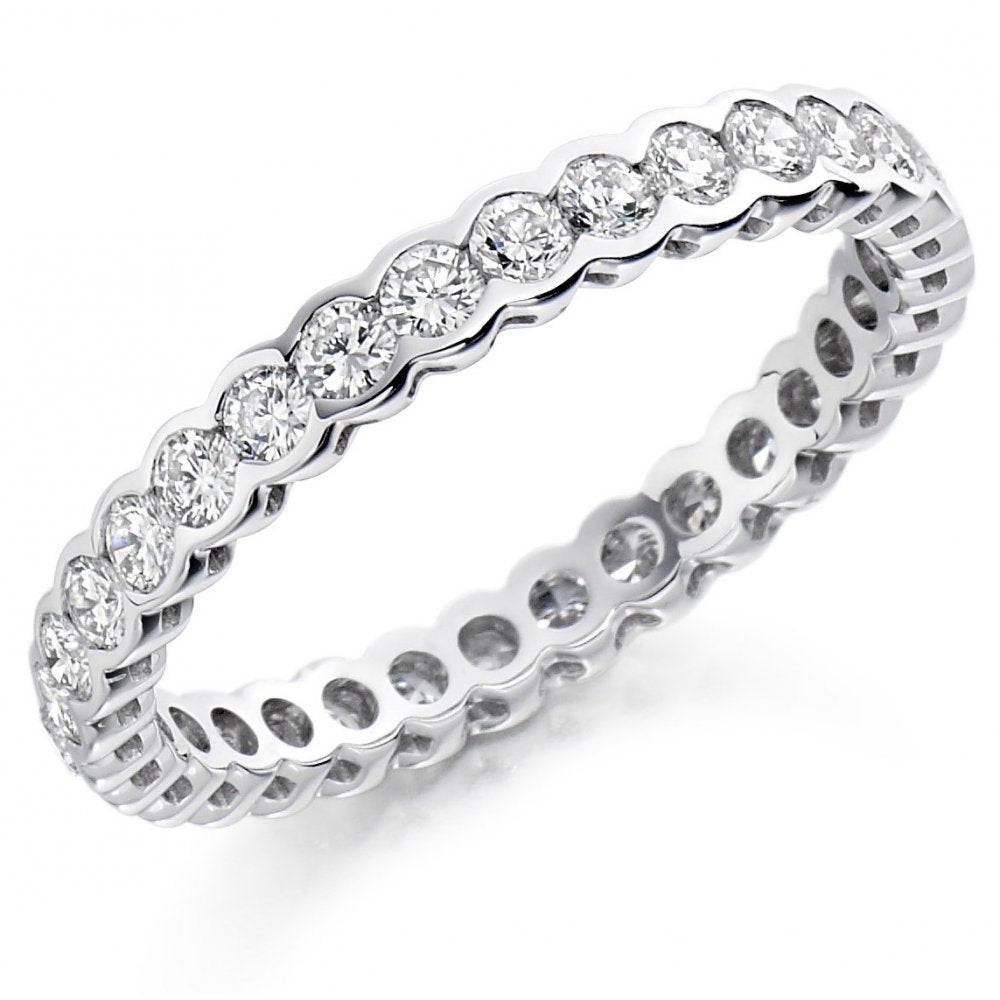 Platinum 1.00ct round brilliant cut diamond full eternity ring