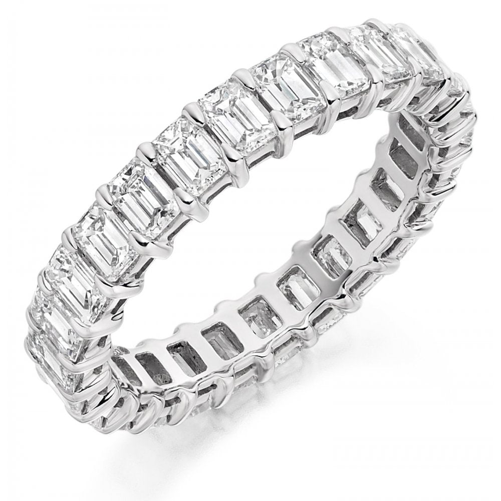 Platinum 3.00ct emerald cut diamond full eternity ring