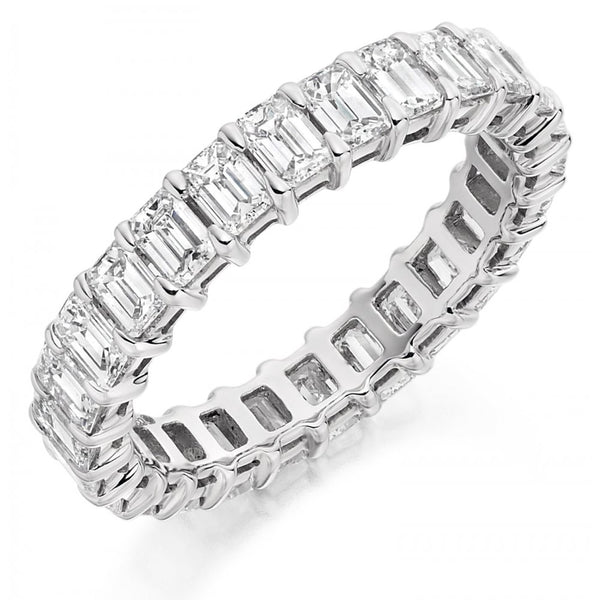 Platinum 3.00ct emerald cut diamond full eternity ring