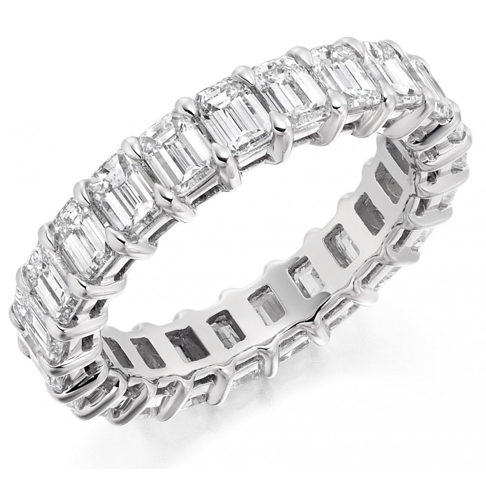Platinum 4.30ct emerald cut diamond full eternity ring
