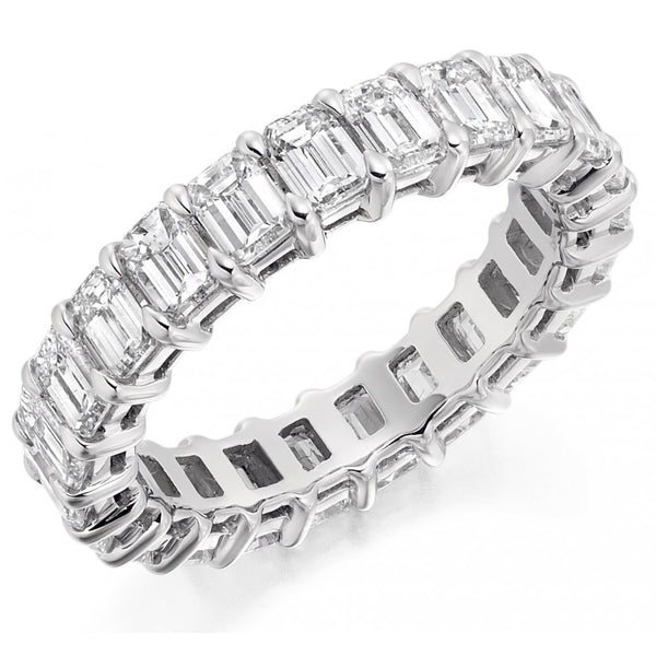 Platinum 4.30ct emerald cut diamond full eternity ring