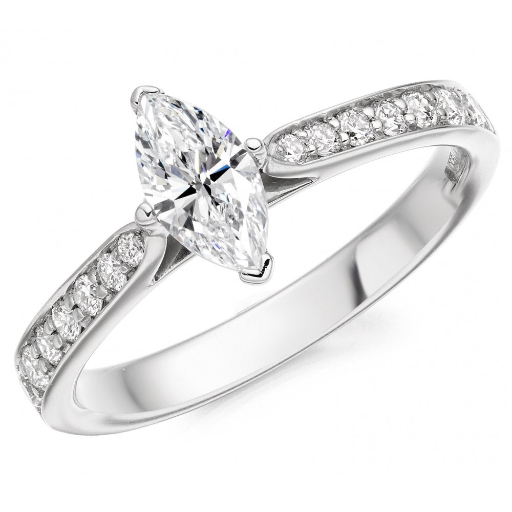 Platinum 0.51ct F SI1 IGI marquise cut diamond ring