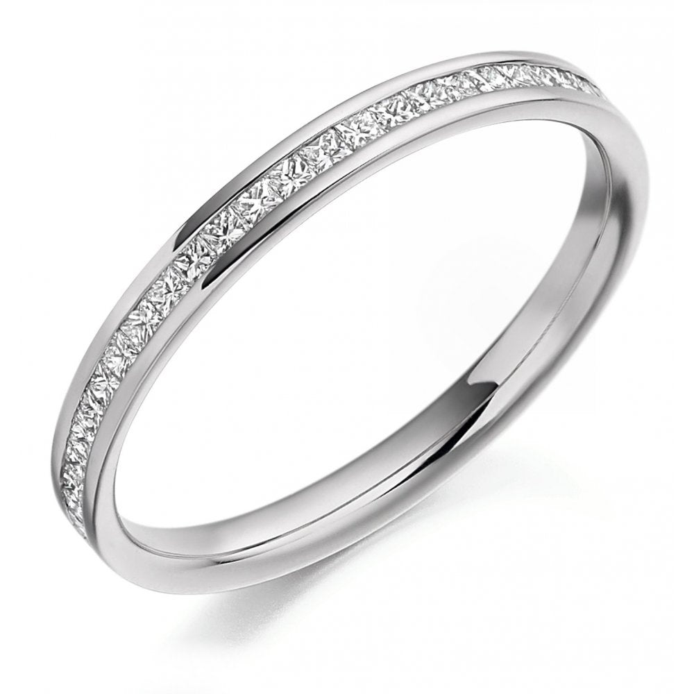 Platinum 0.25ct princess cut diamond half eternity ring