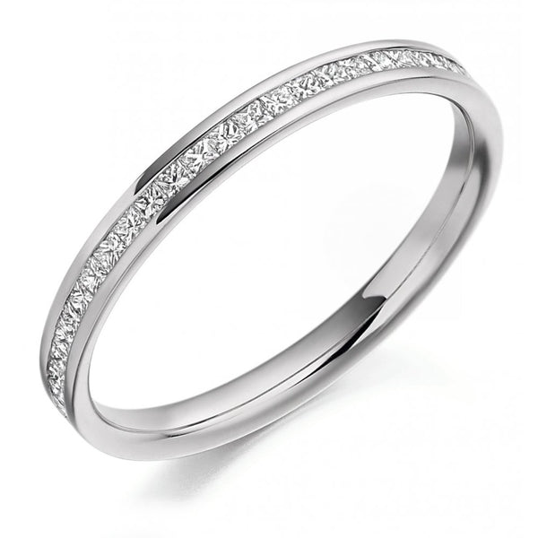 Platinum 0.25ct princess cut diamond half eternity ring