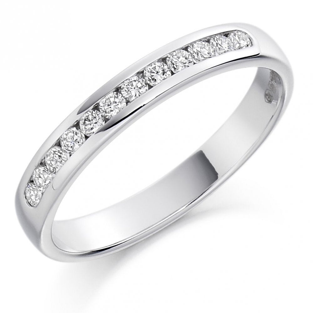 Platinum 0.25ct round brilliant cut diamond half eternity ring