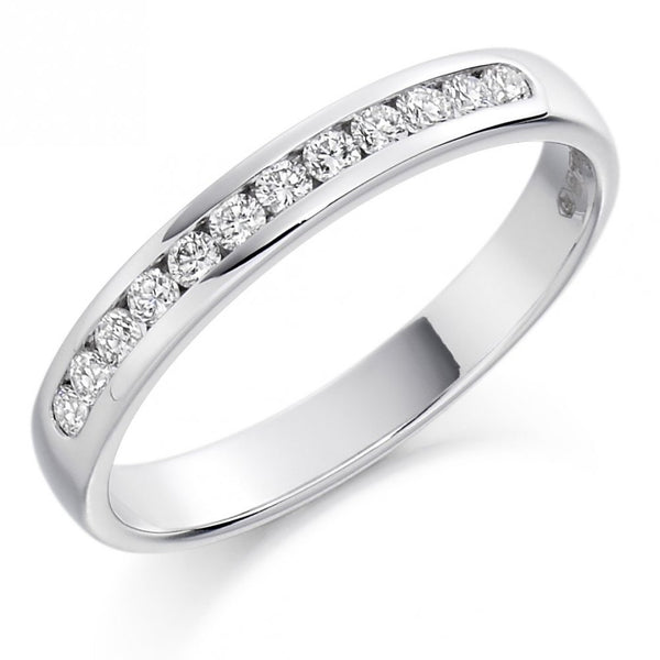 Platinum 0.25ct round brilliant cut diamond half eternity ring