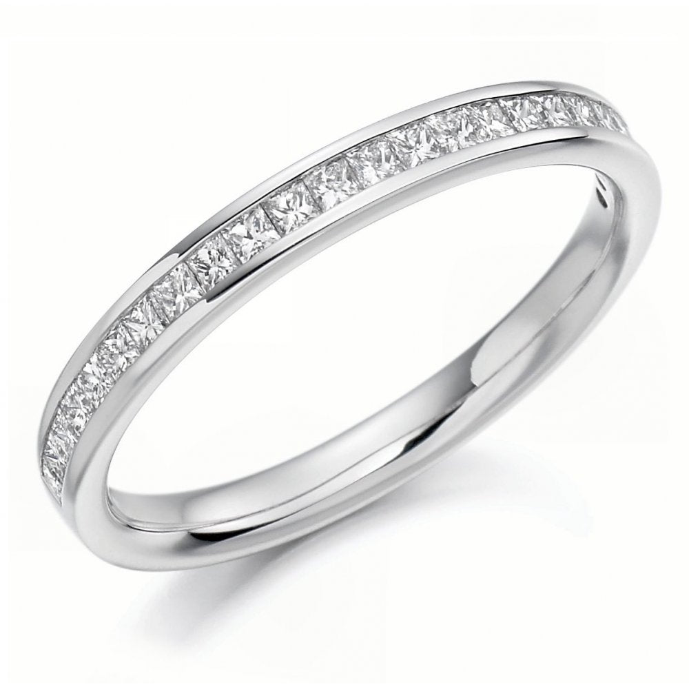 Platinum 0.33ct princess cut diamond half eternity ring