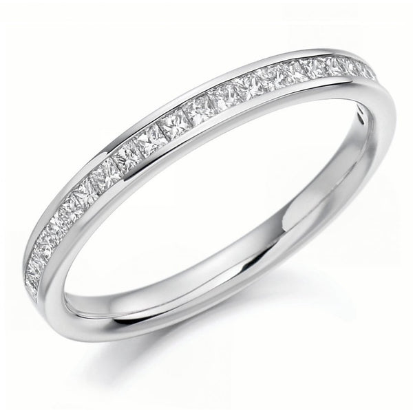 Platinum 0.33ct princess cut diamond half eternity ring