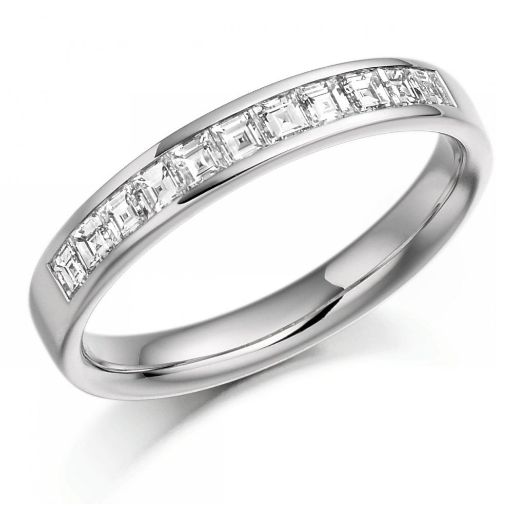 Platinum 0.33ct asscher cut diamond half eternity ring