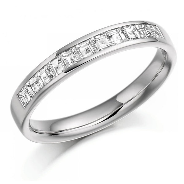Platinum 0.33ct asscher cut diamond half eternity ring