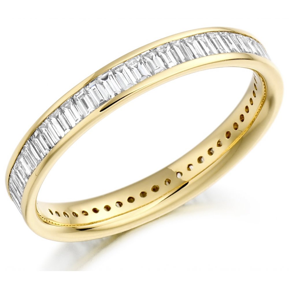 18ct yellow gold 1.05ct baguette cut diamond full eternity ring