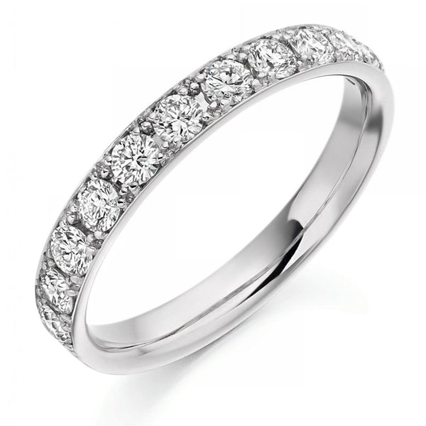 Platinum 0.65ct round brilliant cut diamond half eternity ring