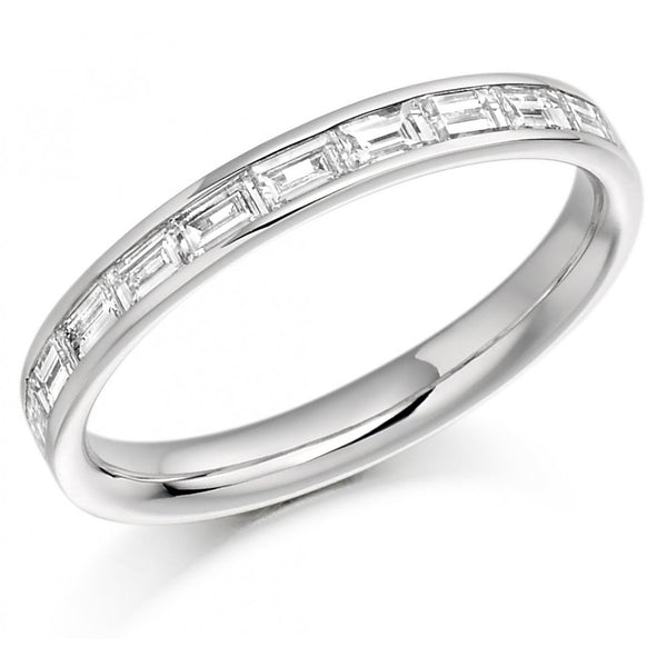 Platinum 0.50ct bagutte cut diamond half eternity ring