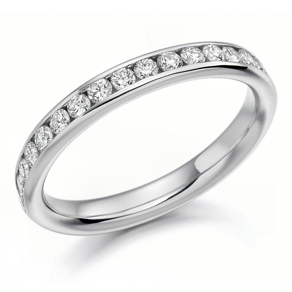 Platinum 0.42ct round brilliant cut diamond half eternity ring