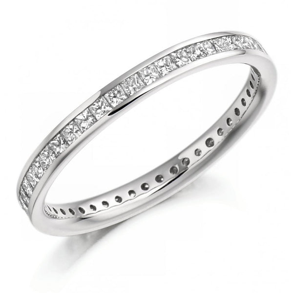 Platinum 0.75ct princess cut diamond full eternity ring