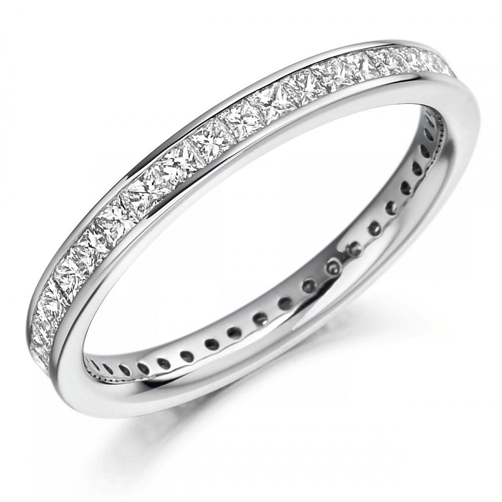 Platinum 1.00ct princess cut diamond full eternity ring