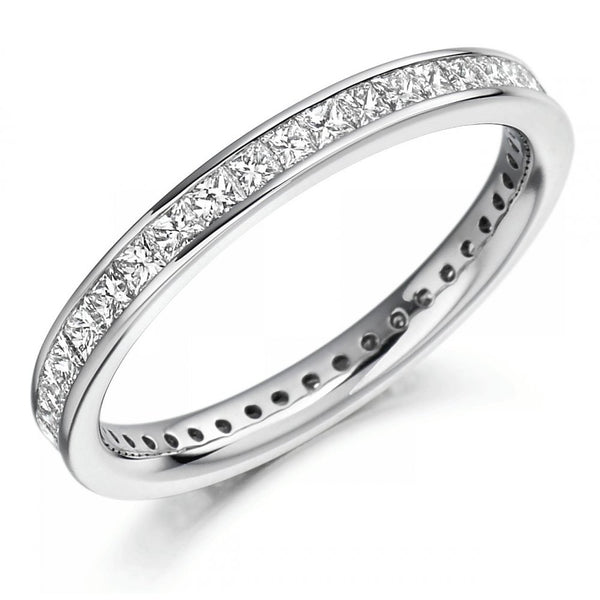 Platinum 1.00ct princess cut diamond full eternity ring