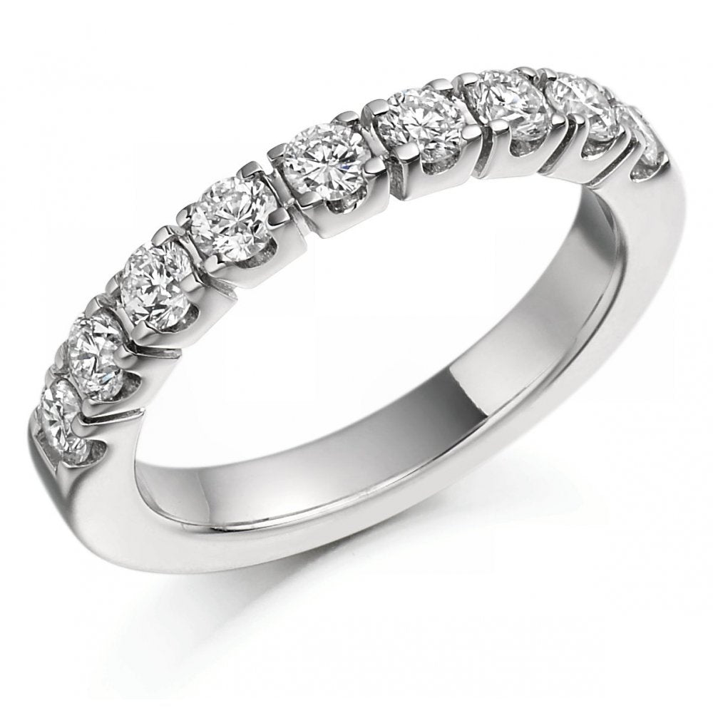 Platinum 0.75ct round brilliant cut diamond half eternity ring