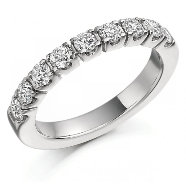 Platinum 0.75ct round brilliant cut diamond half eternity ring