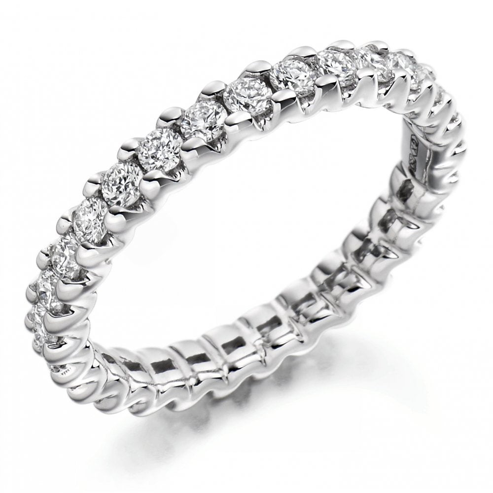 Platinum 1.00ct round brilliant cut diamond full eternity ring
