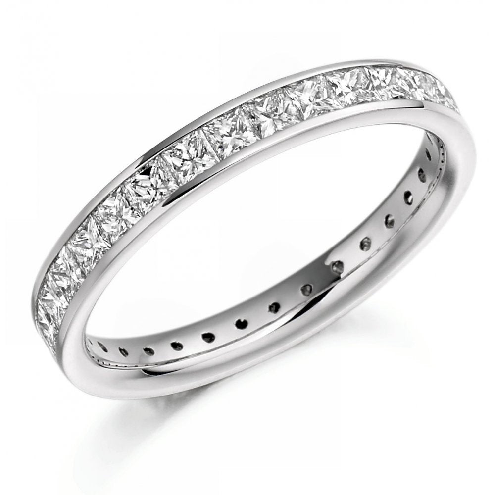 Platinum 1.60ct princess cut diamond full eternity ring