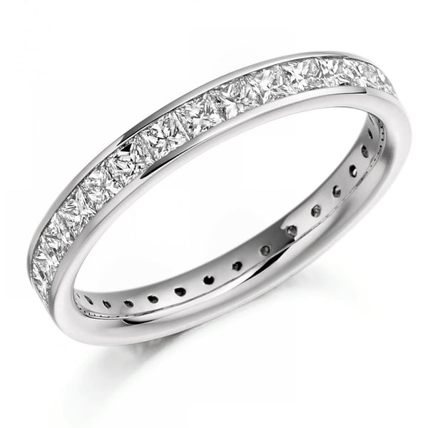 Platinum 1.60ct princess cut diamond full eternity ring