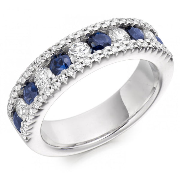 18ct gold 0.79ct sapphire & 0.85ct diamond half eternity ring