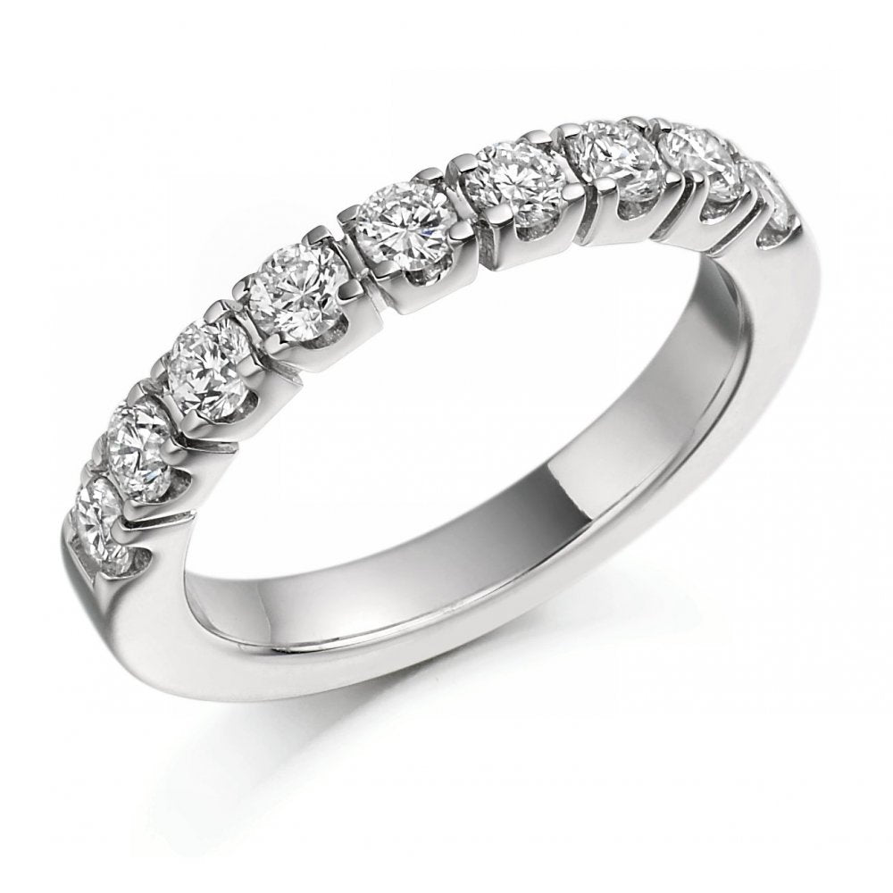 Platinum 1.00ct round brilliant cut diamond half eternity ring