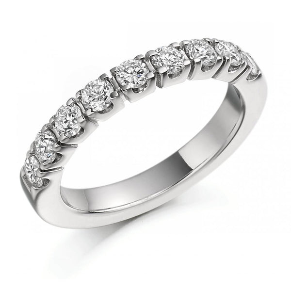 Platinum 1.00ct round brilliant cut diamond half eternity ring