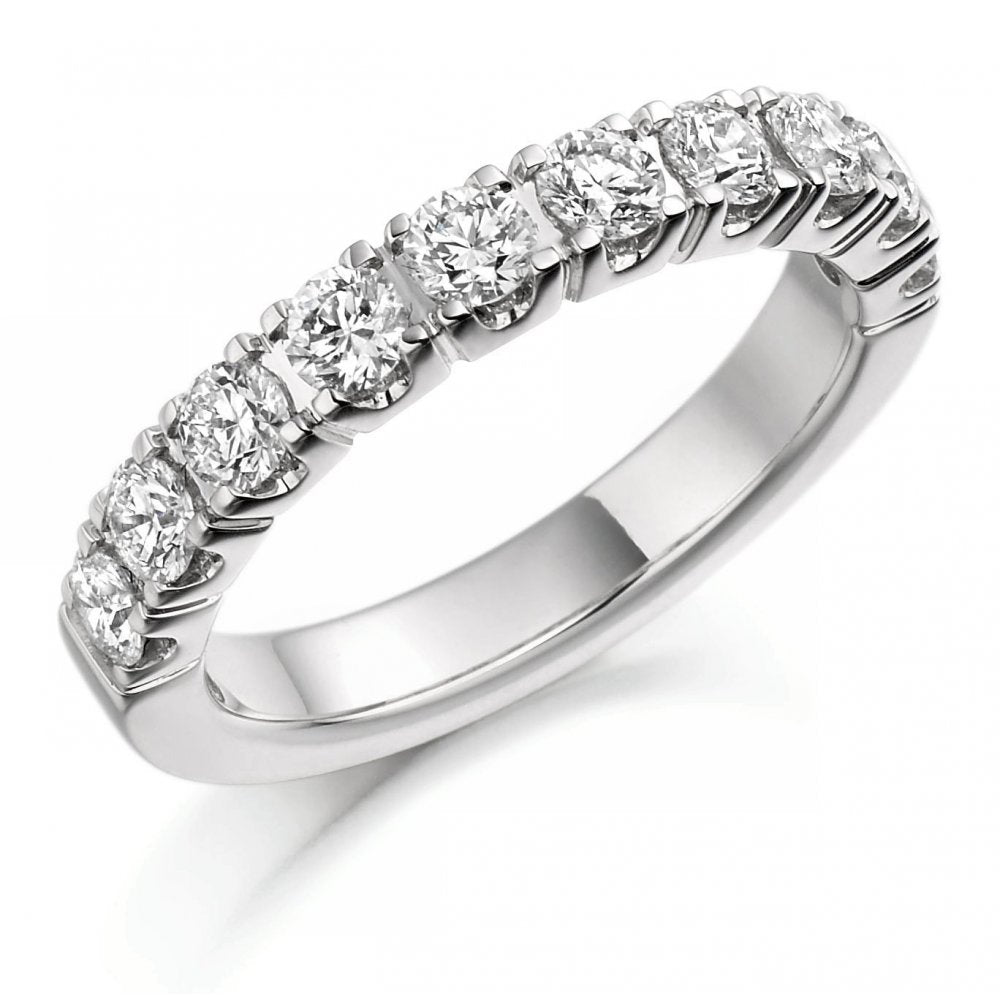 Platinum 1.00ct round brilliant cut diamond half eternity ring