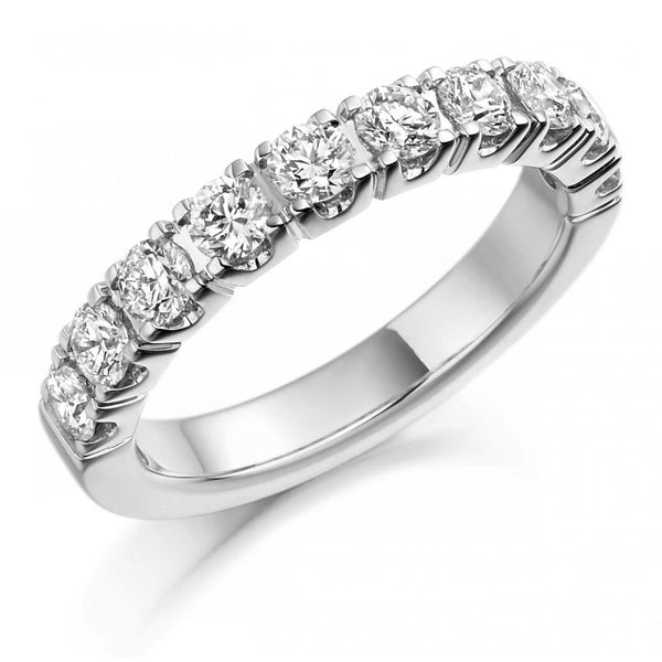 Platinum 1.00ct round brilliant cut diamond half eternity ring