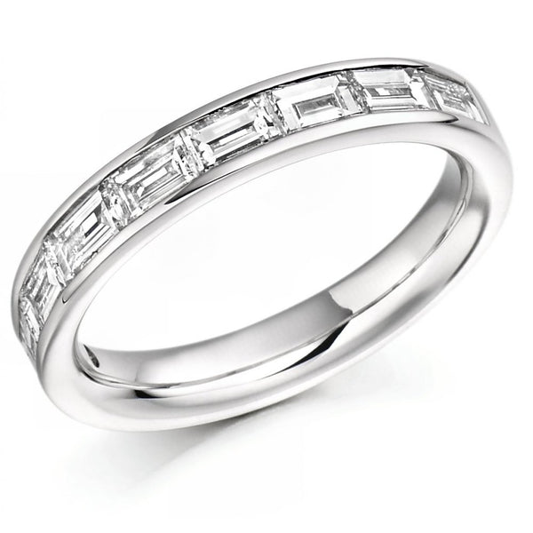 Platinum 1.00ct baguette cut diamond half eternity ring
