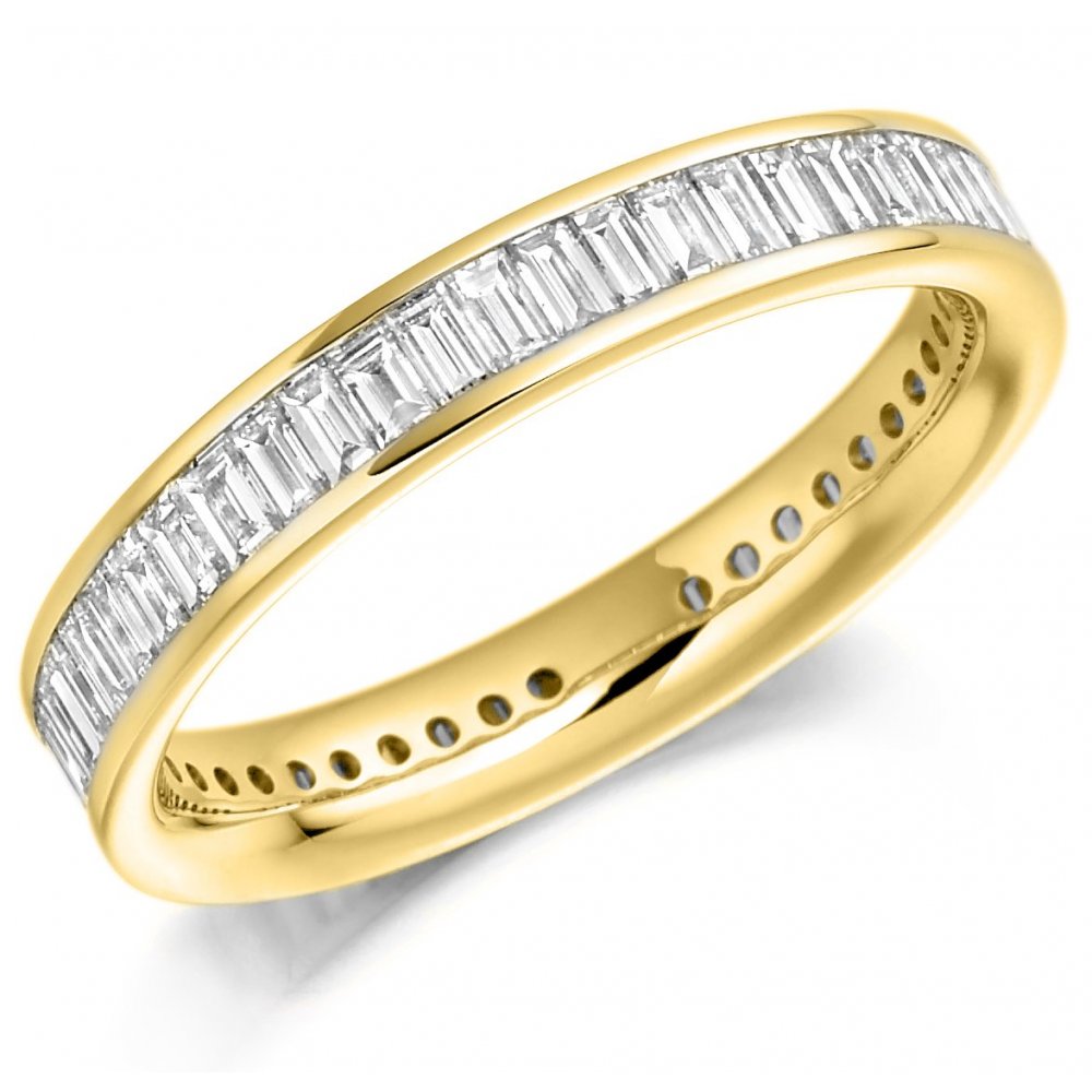 18ct yellow gold 1.50ct baguette cut diamond full eternity ring