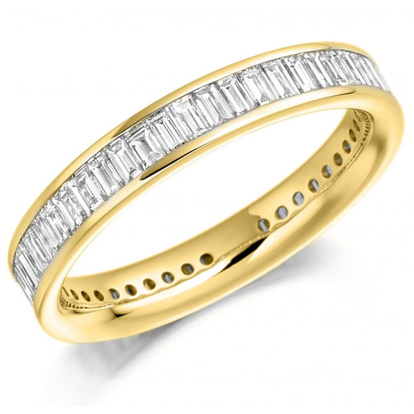 18ct yellow gold 1.50ct baguette cut diamond full eternity ring