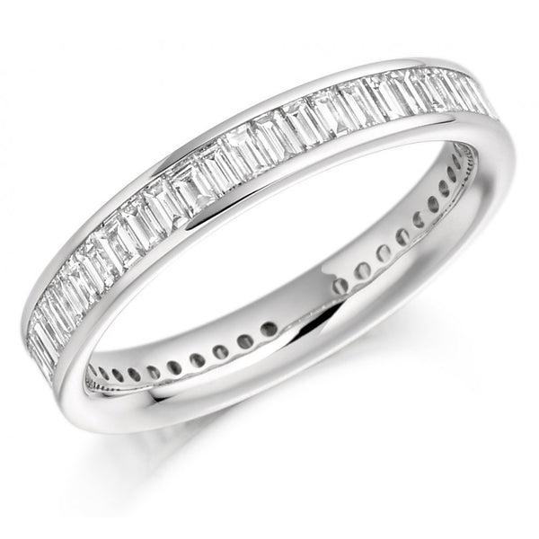 Platinum 1.50ct baguette cut diamond full eternity ring