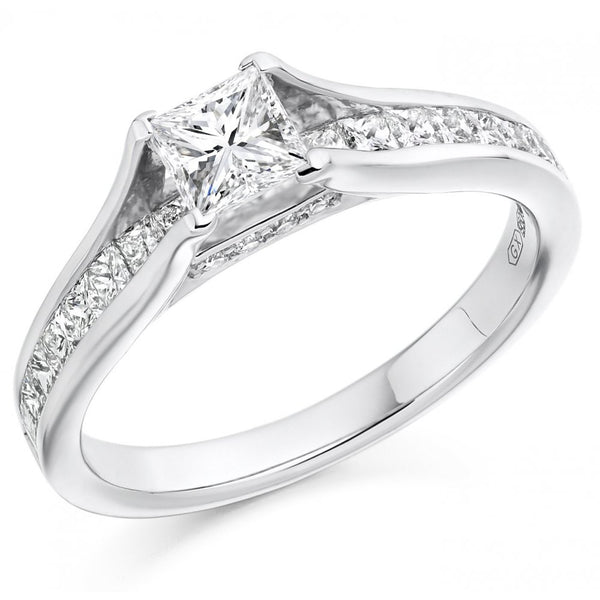 Platinum 0.50ct F VS2 IGI princess cut diamond ring