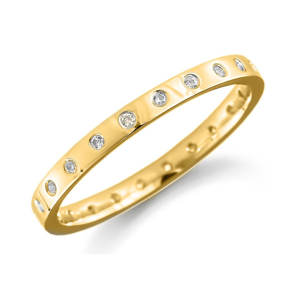 18ct yellow gold 0.11ct round diamond full eternity ring